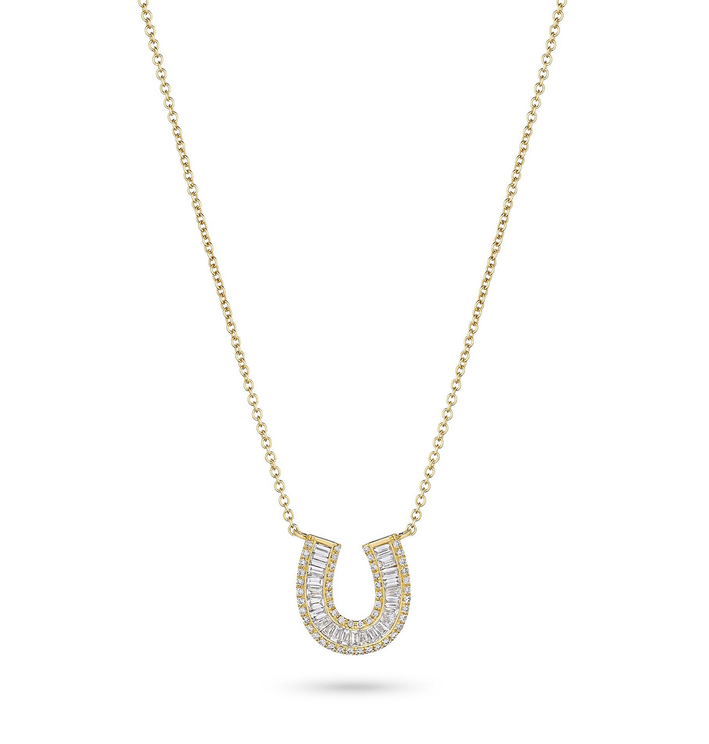 Baguette Diamond Horseshoe Necklace