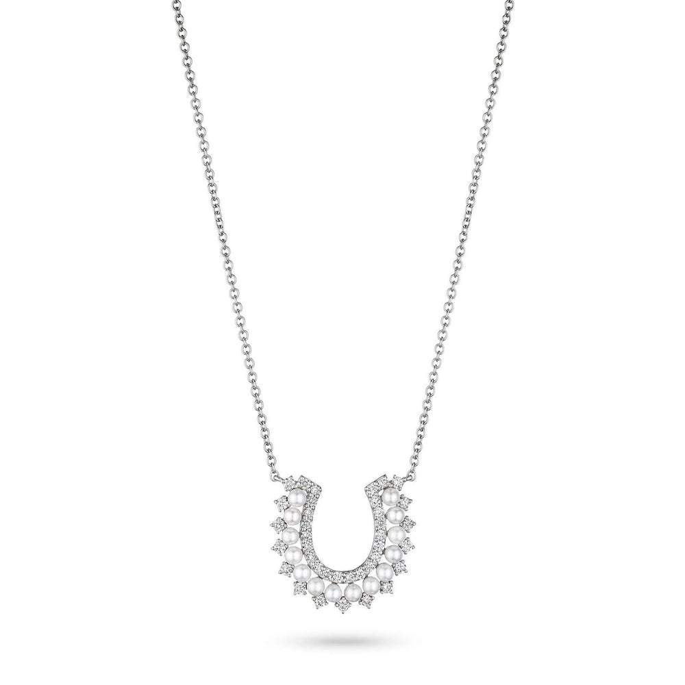Pearl and Diamond Horseshoe Necklace- Press Sample
