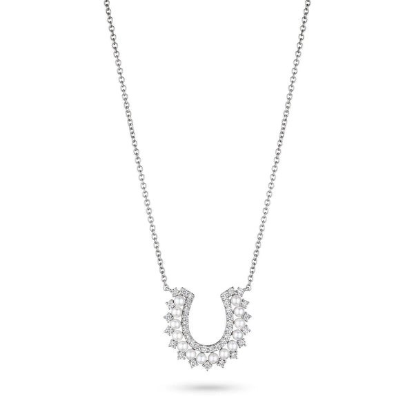 Pearl and Diamond Horseshoe Necklace- Press Sample