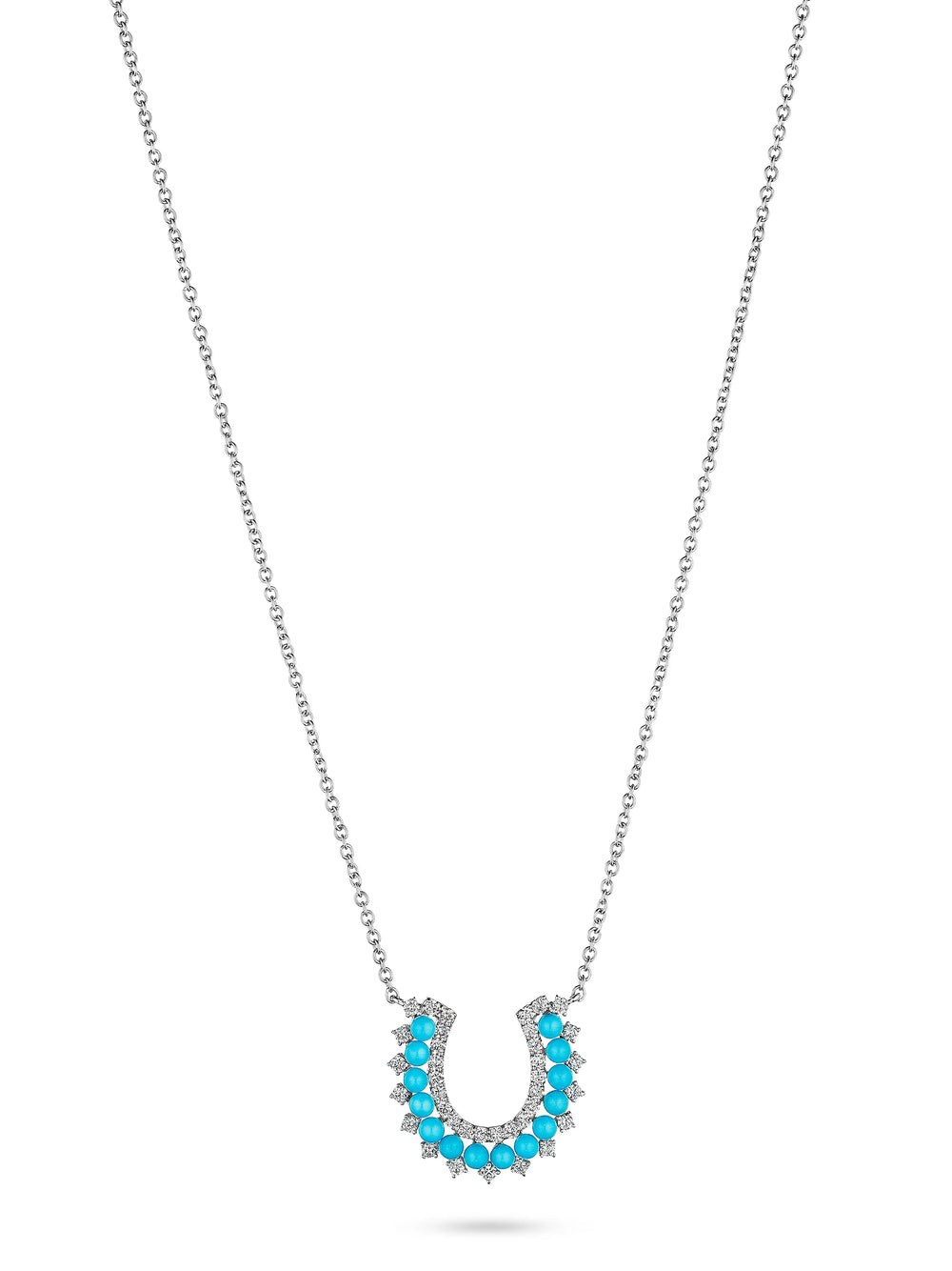 Turquoise and Diamond Horseshoe Necklace- Press Sample