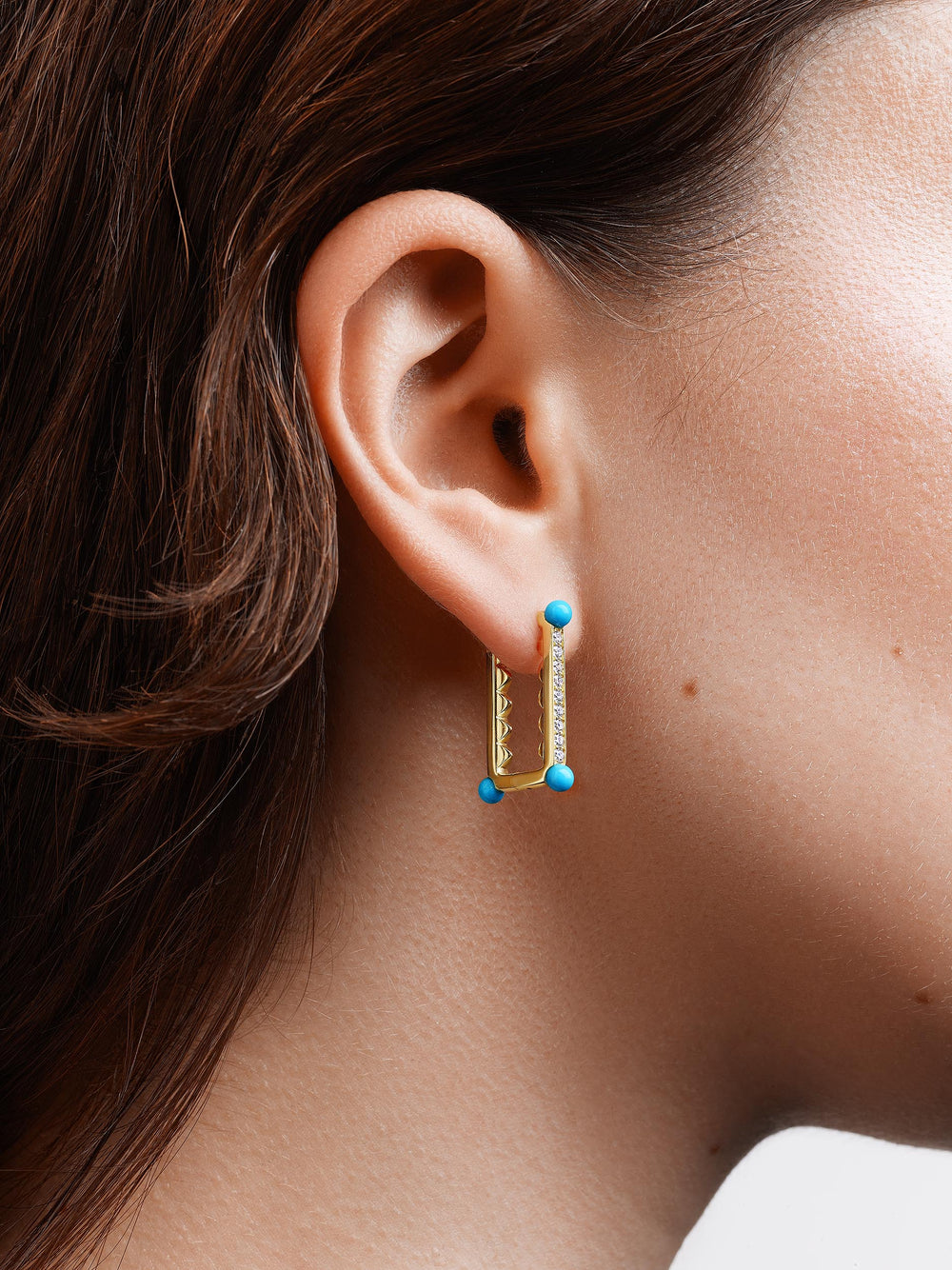 Dallas Diamond and Turquoise Earrings-Preowned