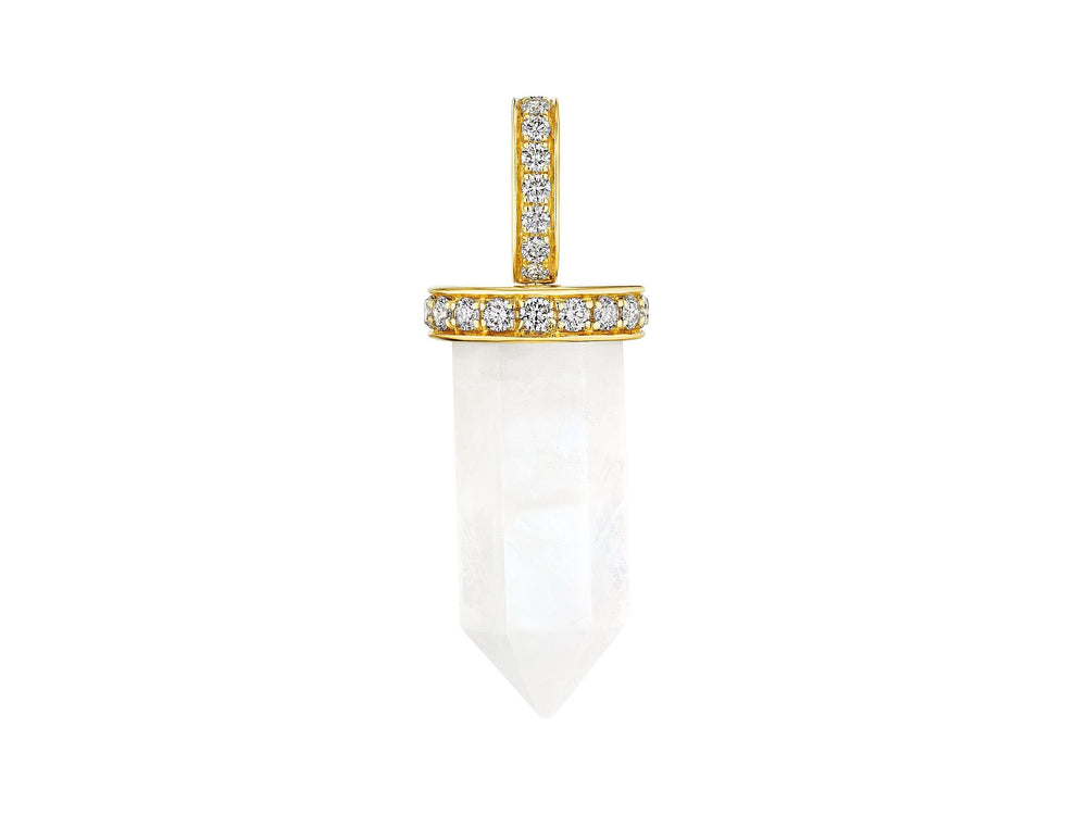 Rainbow Moonstone and Diamond Pendant