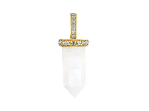 Rainbow Moonstone and Diamond Pendant