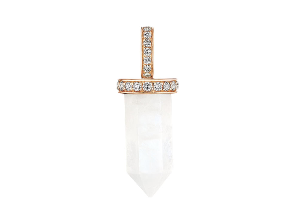 Rainbow Moonstone and Diamond Pendant