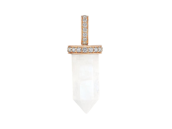 Rainbow Moonstone and Diamond Pendant