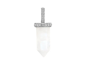 Rainbow Moonstone and Diamond Pendant