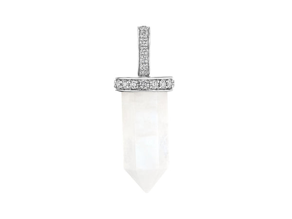 Rainbow Moonstone and Diamond Pendant