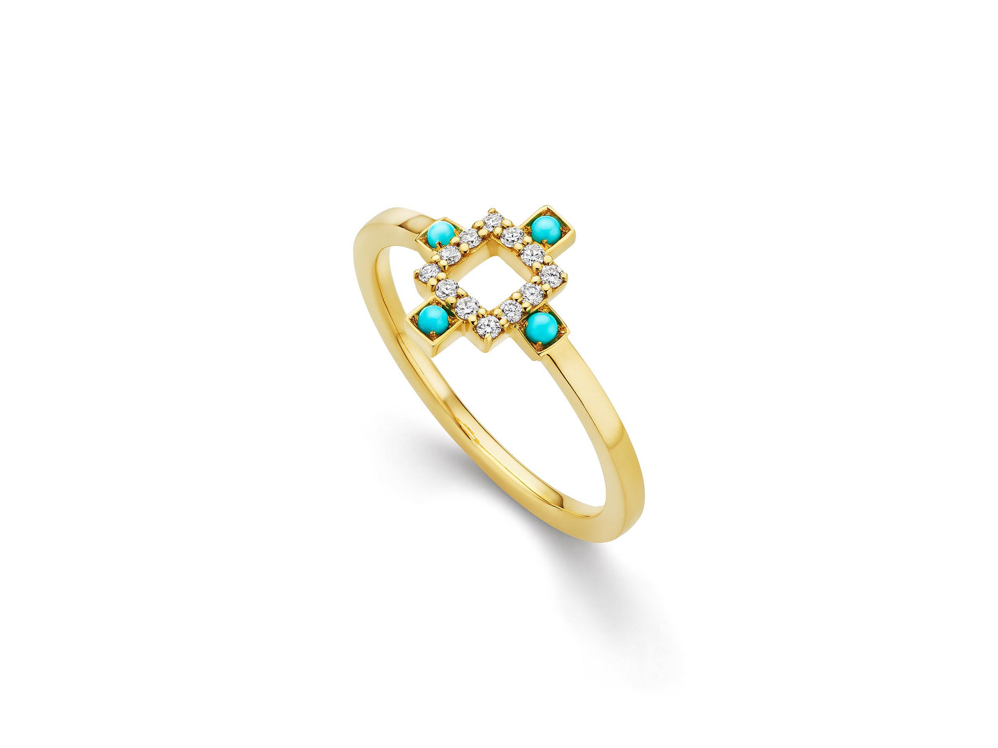 Sierra Center Stackable Diamond and Turquoise Ring