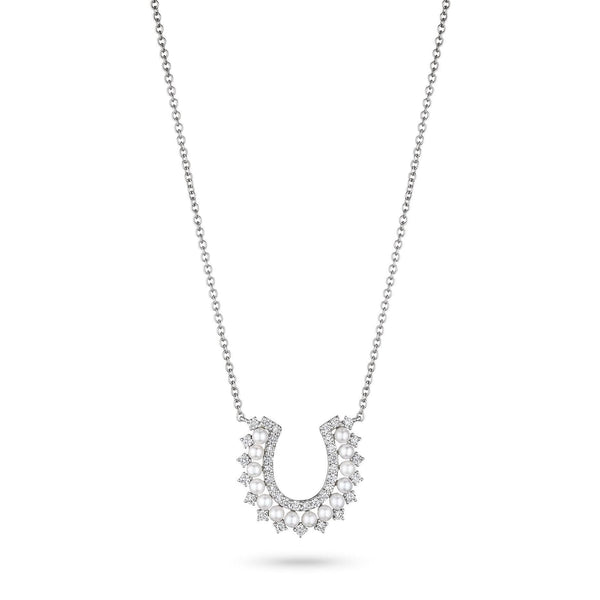 Pearl and Diamond Horseshoe Necklace