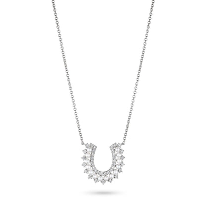 Pearl and Diamond Horseshoe Necklace