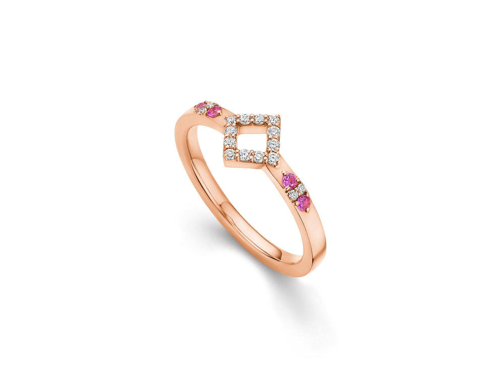 Whitney Center Stackable Ring Diamond and Pink Sapphire Ring