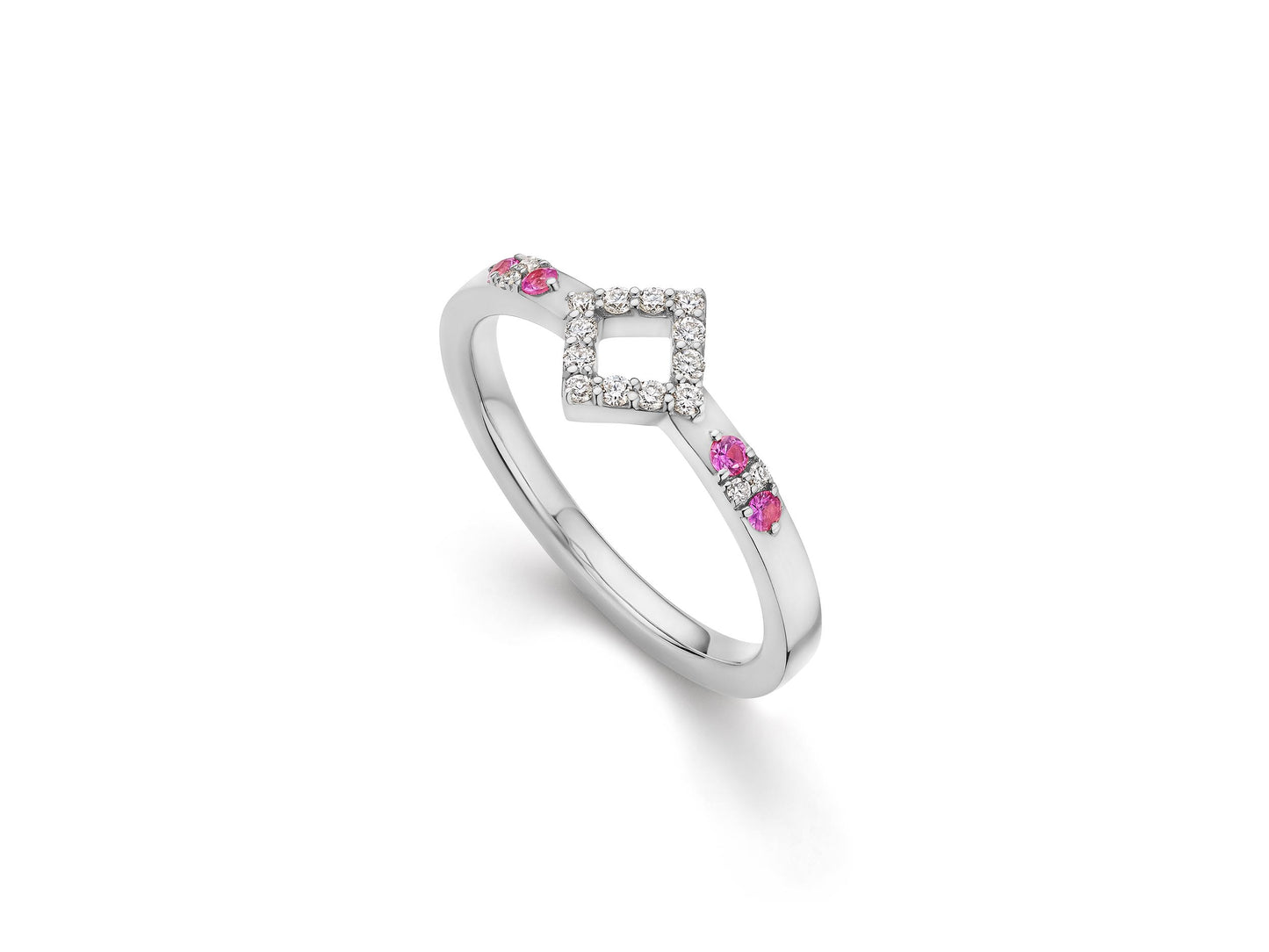 Whitney Center Stackable Ring Diamond and Pink Sapphire Ring