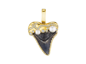 Shark Tooth Pearl and Diamond Pendant