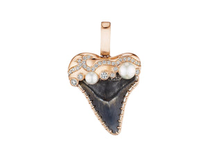 Shark Tooth Pearl and Diamond Pendant