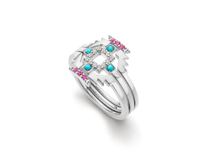 Sierra Center Stackable Diamond and Turquoise Ring