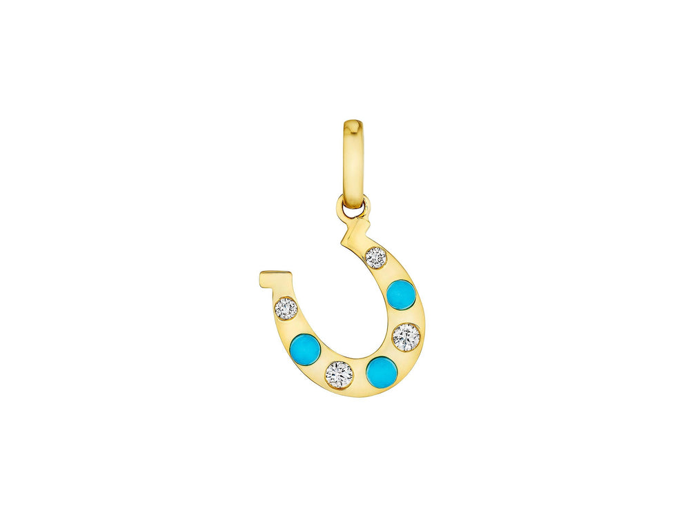 Turquoise and Diamond Horseshoe Charm