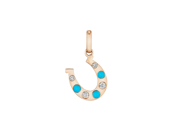 Turquoise and Diamond Horseshoe Charm