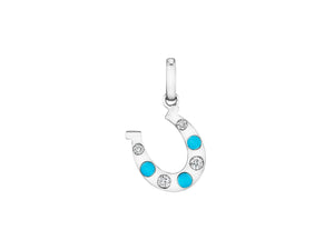 Turquoise and Diamond Horseshoe Charm
