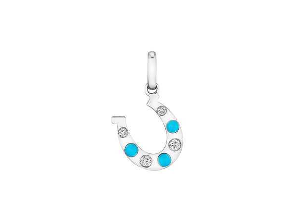 Turquoise and Diamond Horseshoe Charm