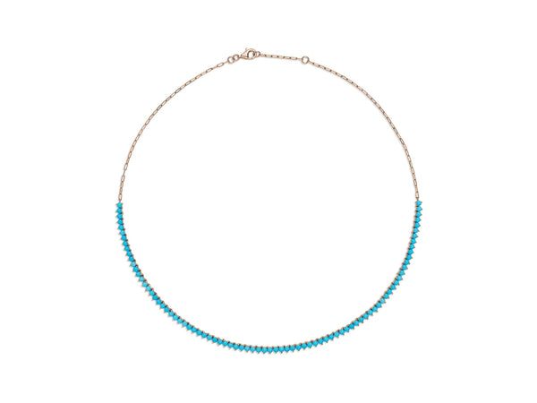 Turquoise Line Necklace Halfway Paper Link
