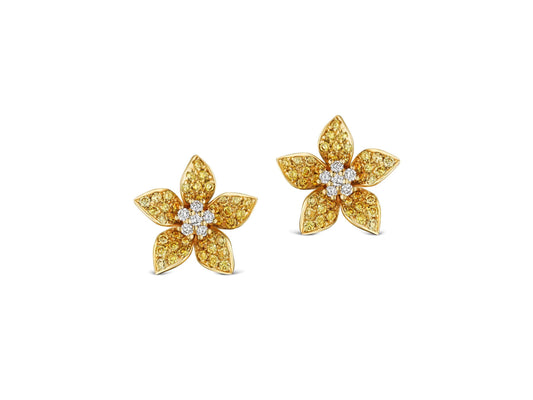 Zahara Mini Yellow Diamond and Diamond Earrings