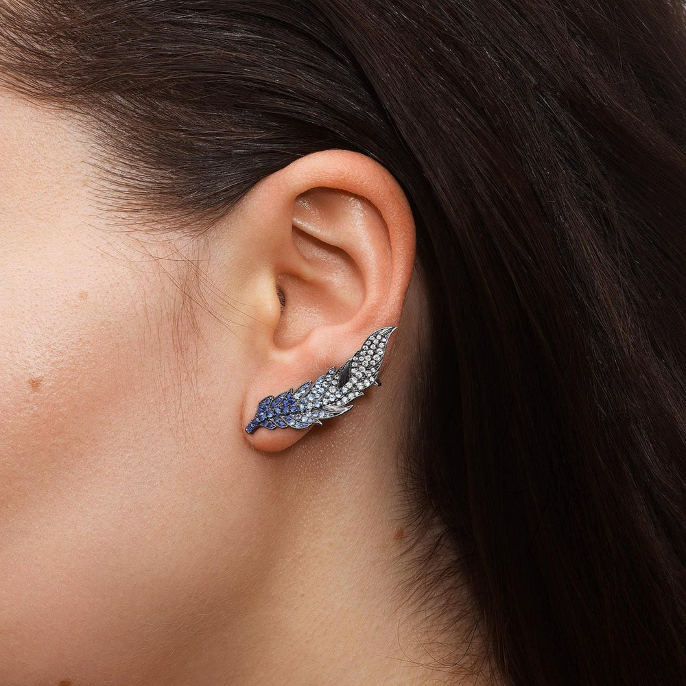 Fearless Feathers Sapphire and Diamond Earrings