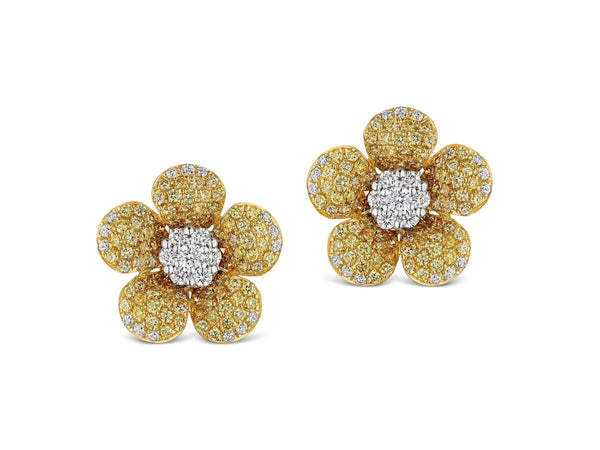 Lelani Yellow Diamond and Diamond Earrings