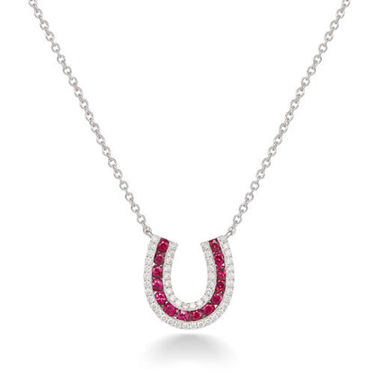 Lucky Horseshoe Necklace with Rubies