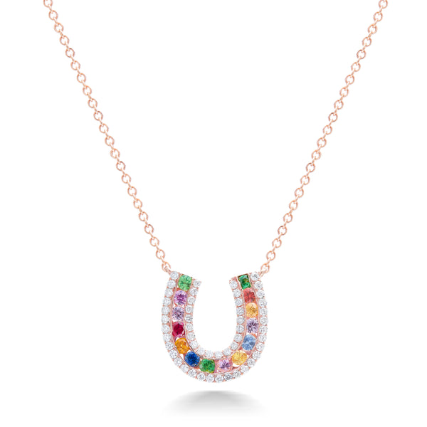 Confetti Horseshoe Necklace - Rose Gold