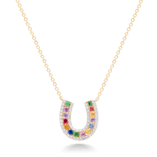 Confetti Horseshoe Necklace - Yellow Gold