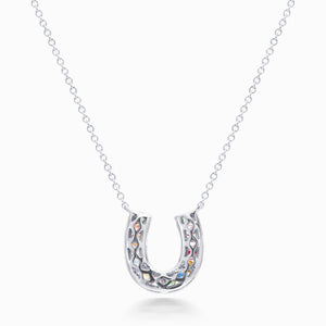 Confetti Horseshoe Necklace - White Gold