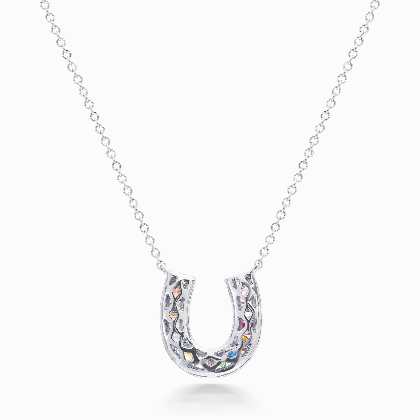 Confetti Horseshoe Necklace - White Gold