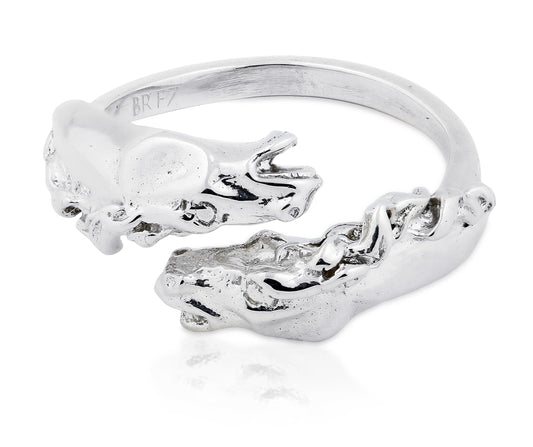 Karina Brez® Silver Double Horse Head Ring