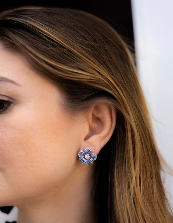 Leilani Blue Sapphire and Diamond Earrings by Karina Brez