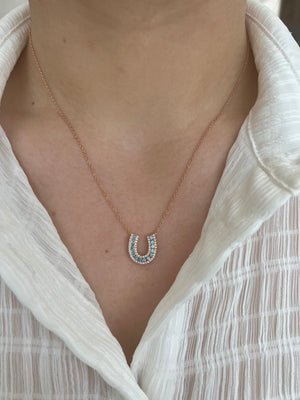 Topaz and Diamond Lucky Horseshoe Necklace