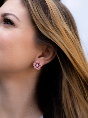 Leilani Pink Sapphire and Diamond Earrings by Karina Brez