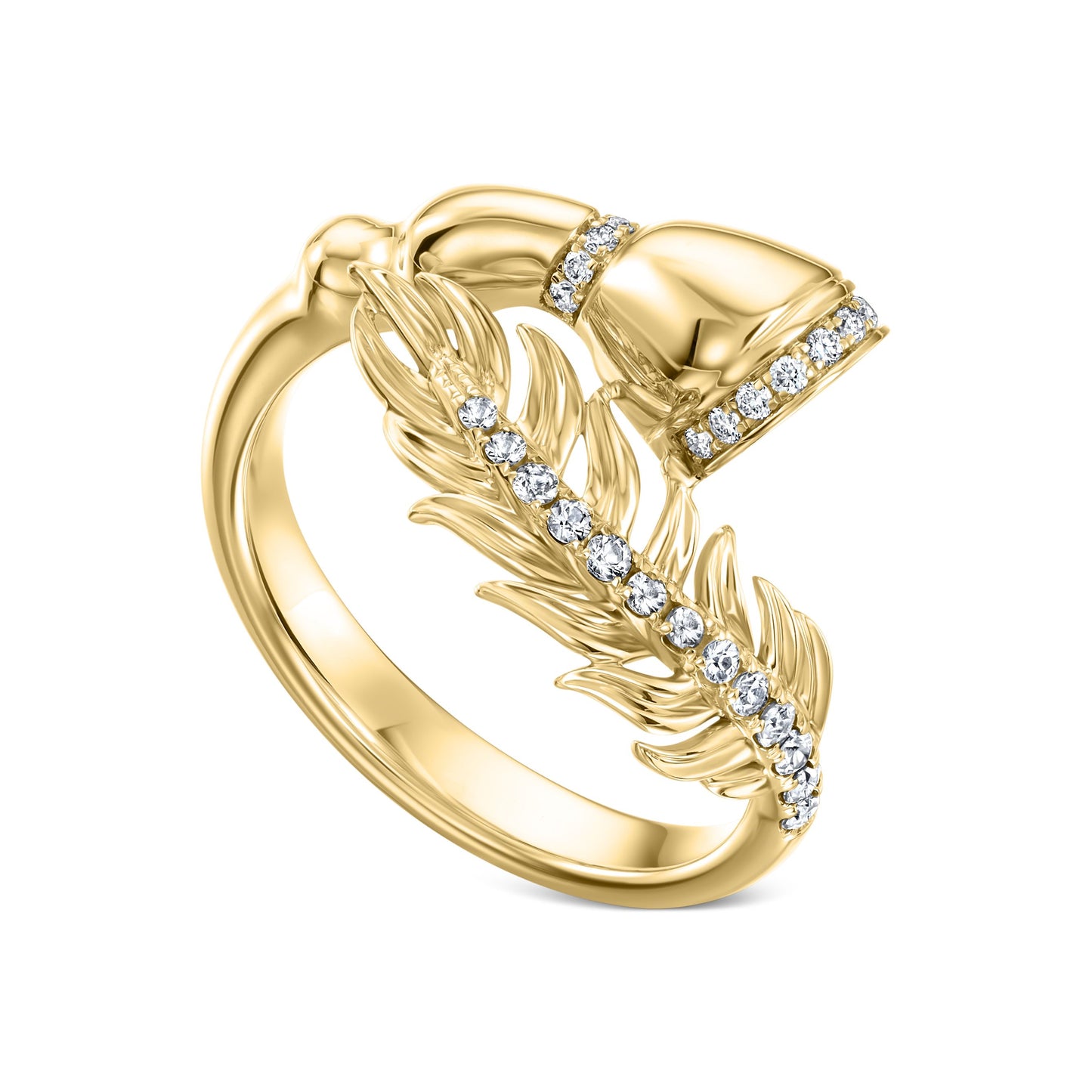 Fearless Feathers Yellow Gold and Diamonds Ring