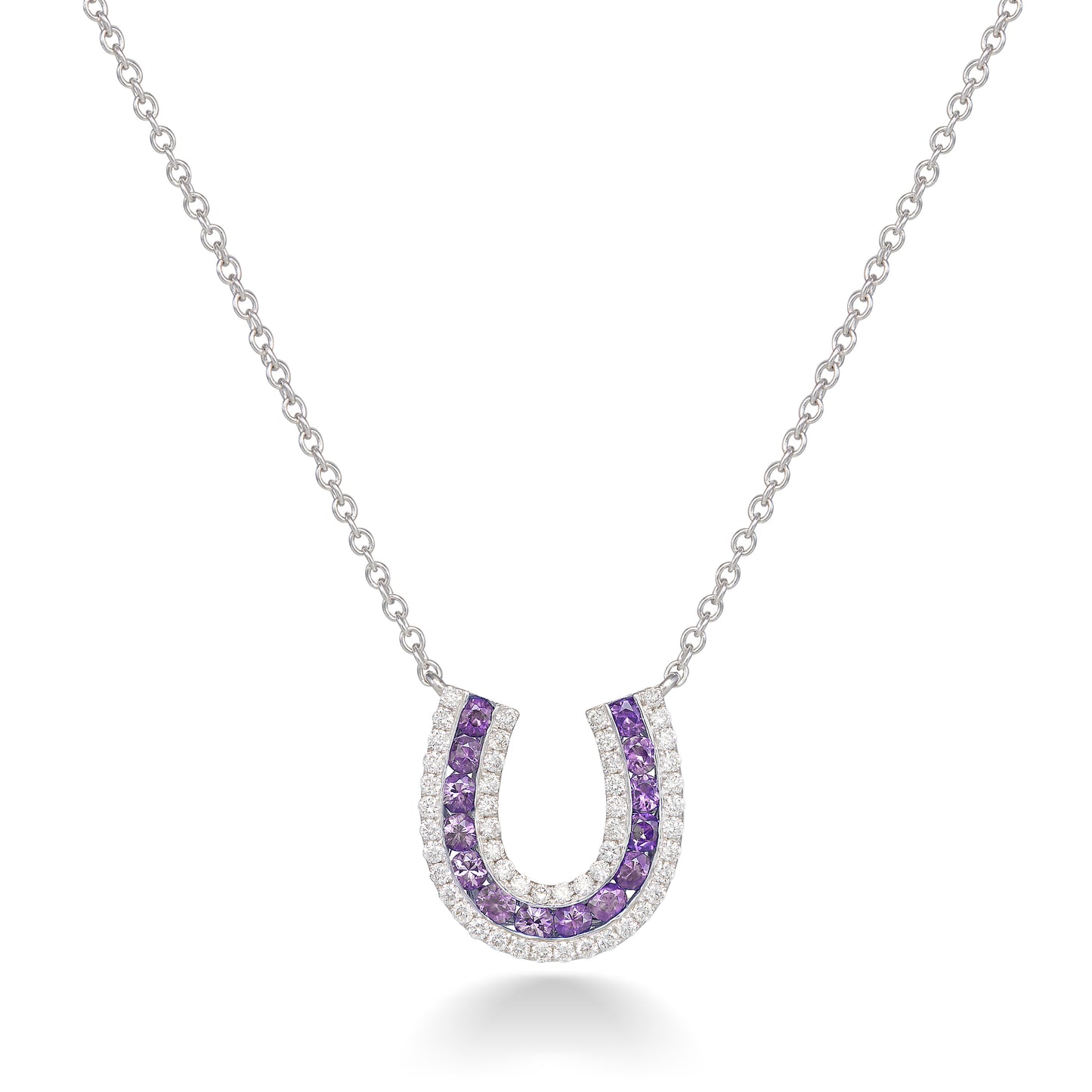 Amethyst and Diamond Horseshoe Necklace