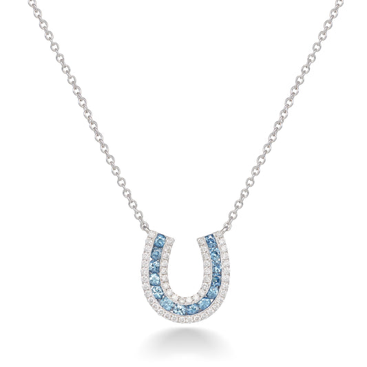 Aquamarine and Diamond Horseshoe Necklace