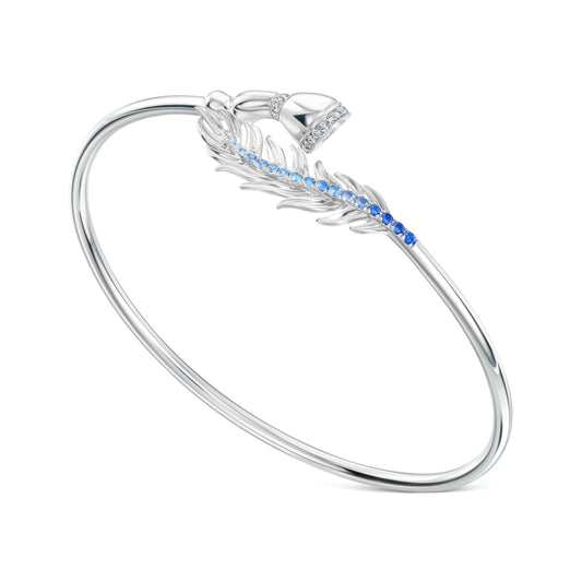Fearless Feathers White Gold and Blue Sapphires Bracelet