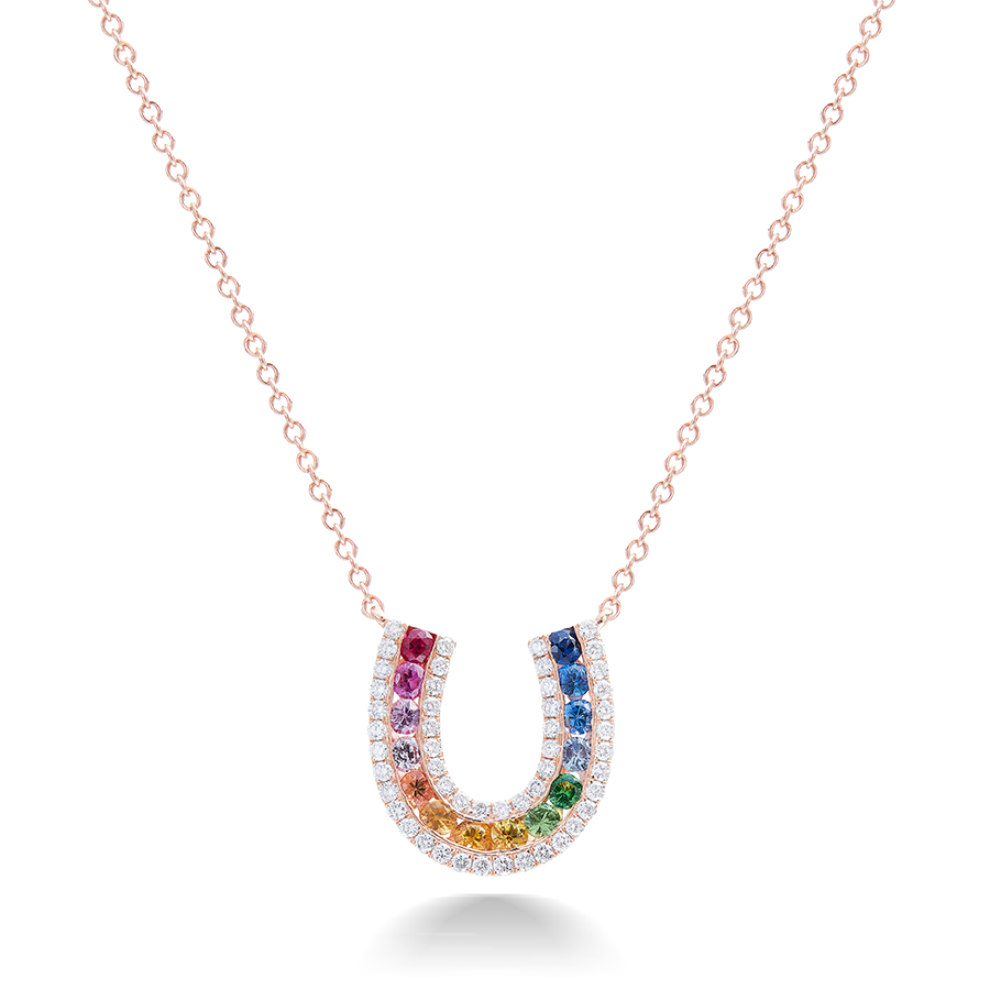 Unicorn Horseshoe Necklace - Rose Gold