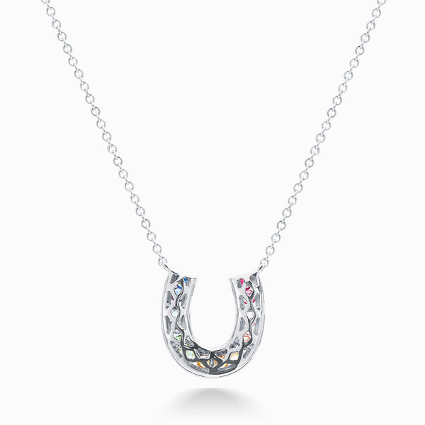 Unicorn Horseshoe Necklace - White Gold