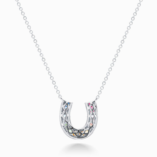 Unicorn Horseshoe Necklace - White Gold
