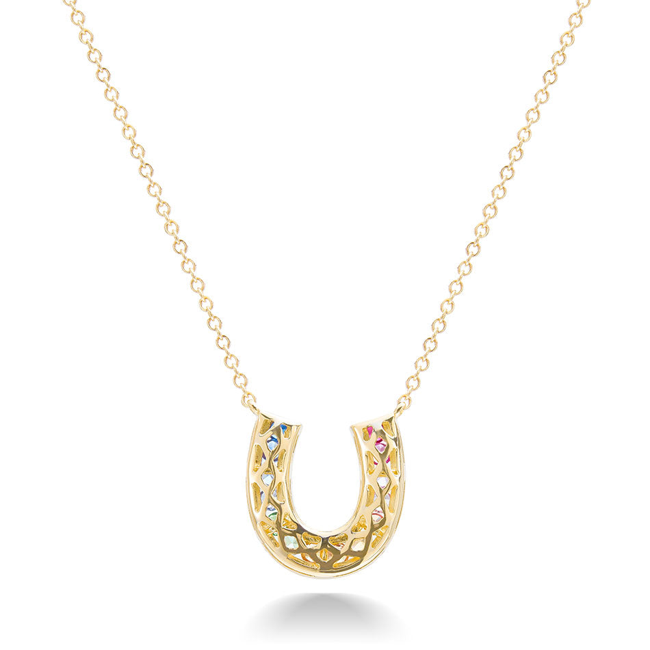 Confetti Horseshoe Necklace - Yellow Gold