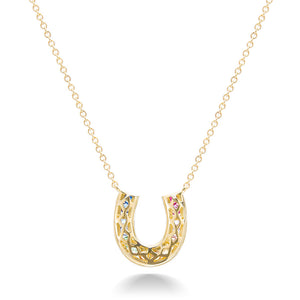 Confetti Horseshoe Necklace - Yellow Gold