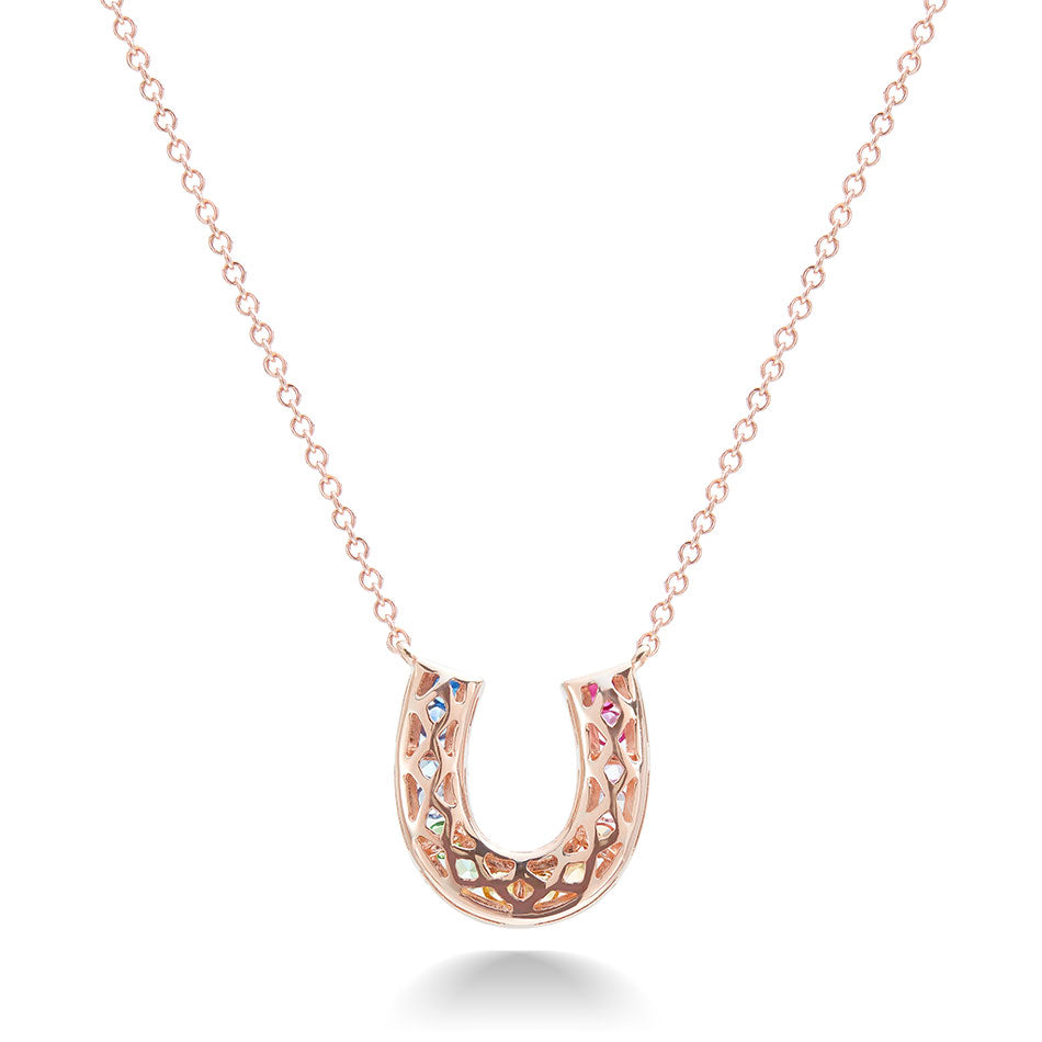 Unicorn Horseshoe Necklace - Rose Gold