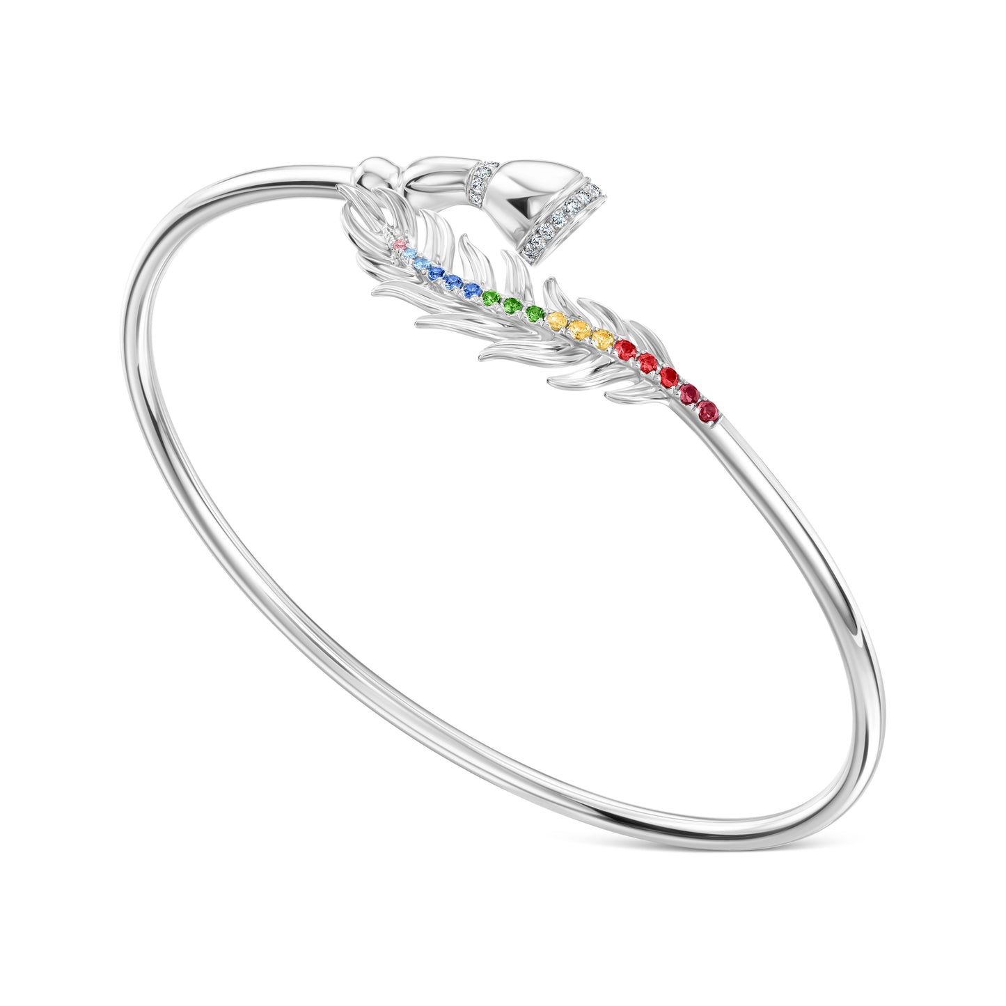 Fearless Feathers White Gold and Multicolor Sapphire Bracelet