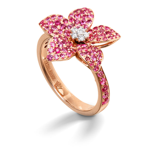 Zahara Pink Sapphire and Diamond Ring by Karina Brez