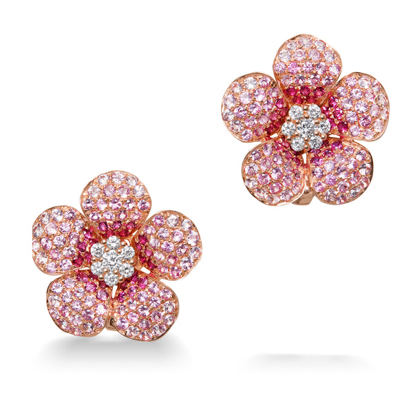 Leilani Pink Sapphire and Diamond Earrings by Karina Brez