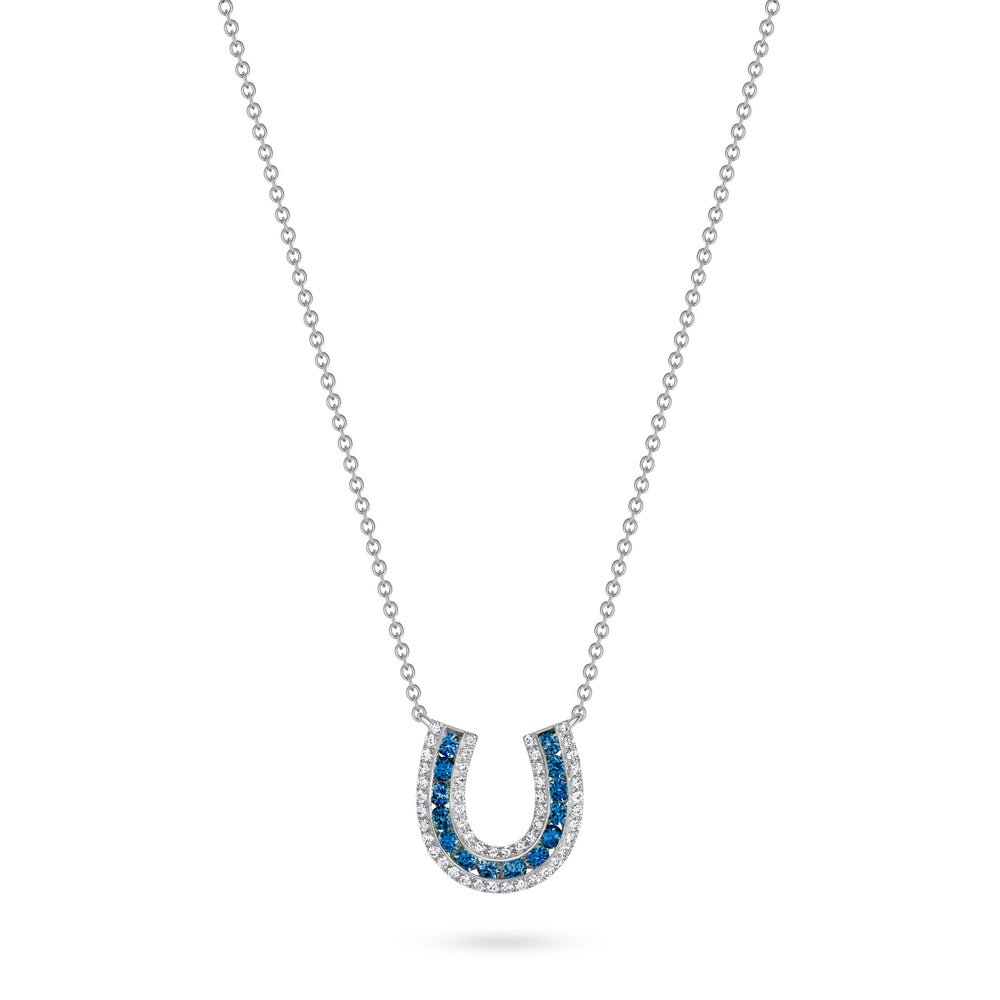 Lucky Horseshoe Necklace with Blue Sapphires